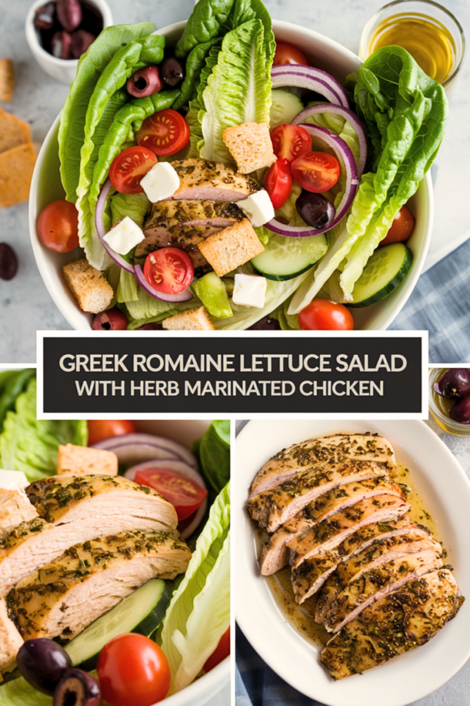 Greek Romaine Lettuce Salad with chicken recipe