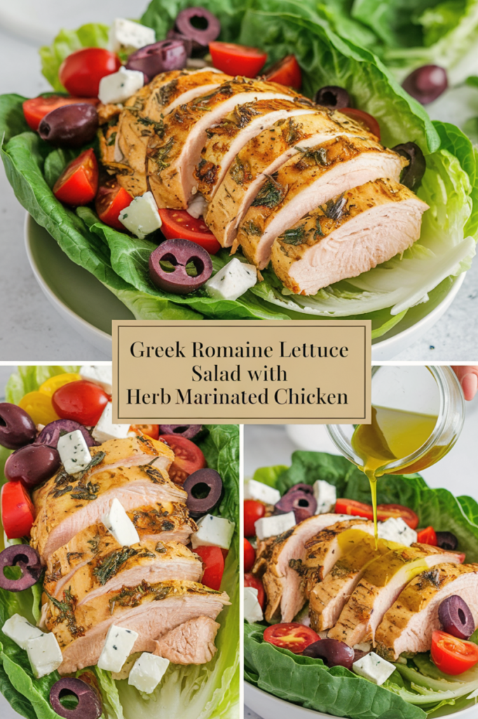 Greek Romaine Lettuce Salad with chicken recipe