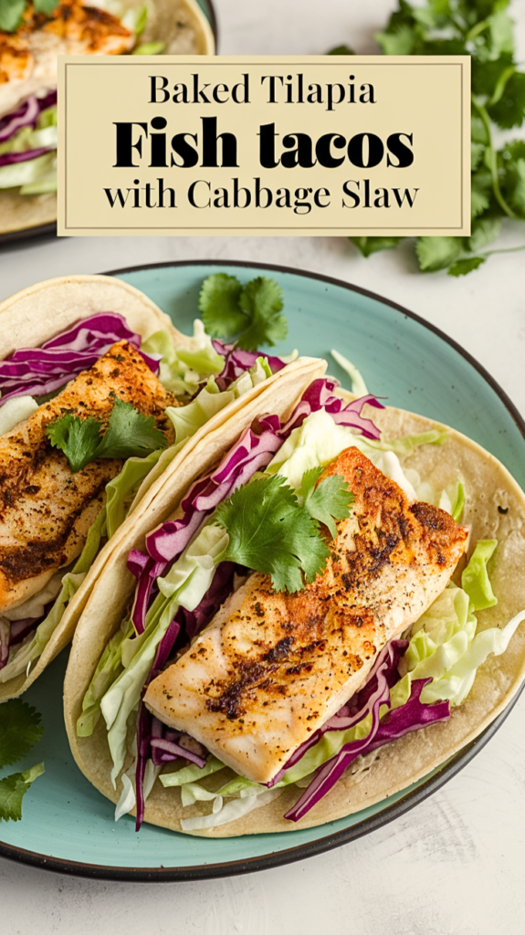 Easy Baked Tilapia Fish Tacos with Cabbage Slaw